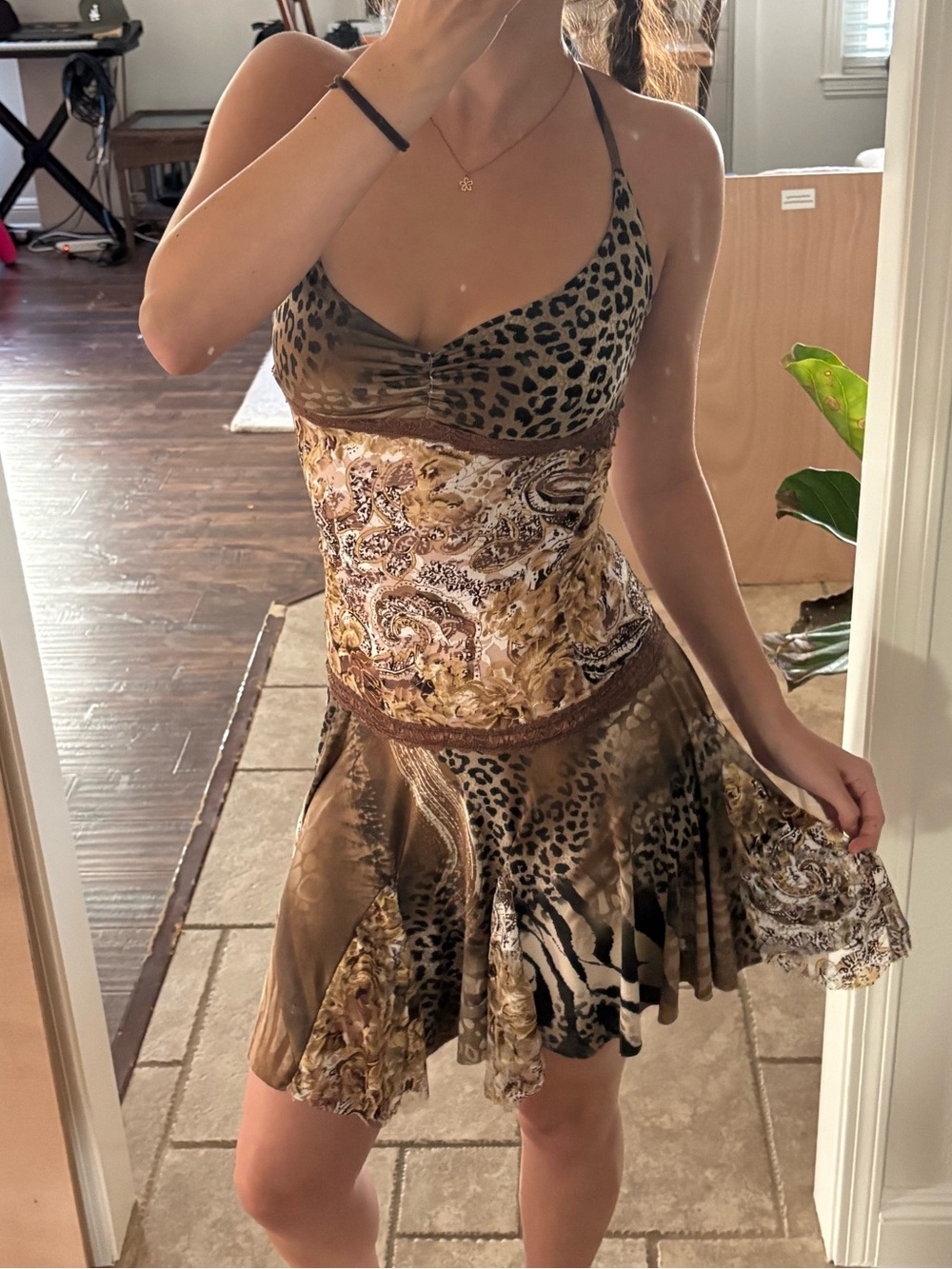 Y2K inspired animal print handmade fairy dress